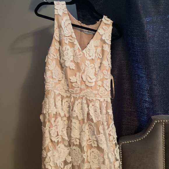 eliza j floral applique lace gown